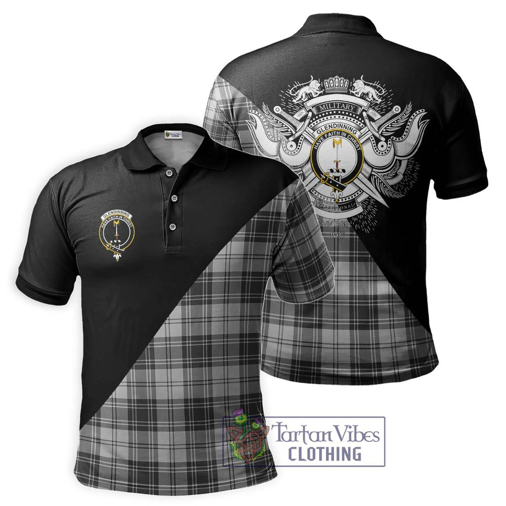 Glendinning Tartan Polo Shirt with Family Crest and Military Logo Style Kid - Tartan Vibes Clothing
