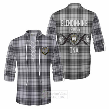 Glendinning Tartan Ghillie Kilt Shirt with Family Crest DNA In Me Style Men - Tartan Vibes Clothing