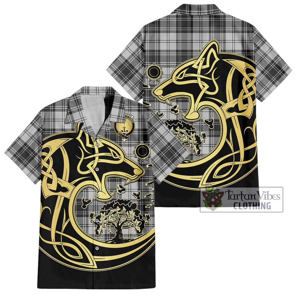 Glendinning Tartan Hawaiian Shirt with Family Crest Celtic Wolf Style Kid - Tartan Vibes Clothing
