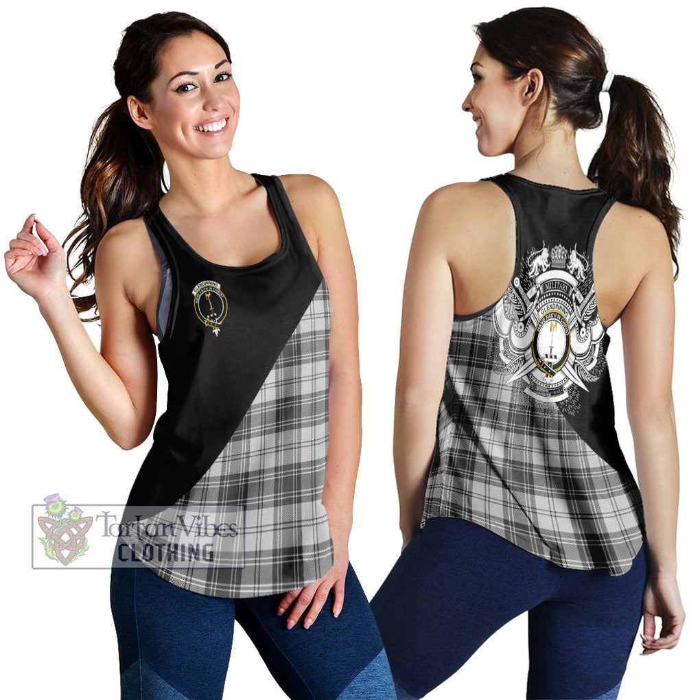 Glendinning Tartan Women's Racerback Tanks with Family Crest and Military Logo Style 4XL - Tartan Vibes Clothing