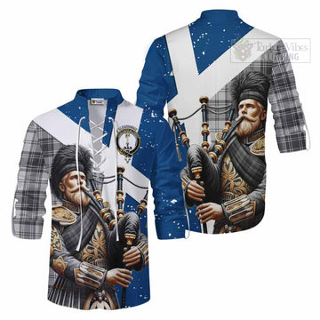 Glendinning Tartan Ghillie Kilt Shirt with Family Crest Scottish Bagpiper Vibes Men - Tartan Vibes Clothing