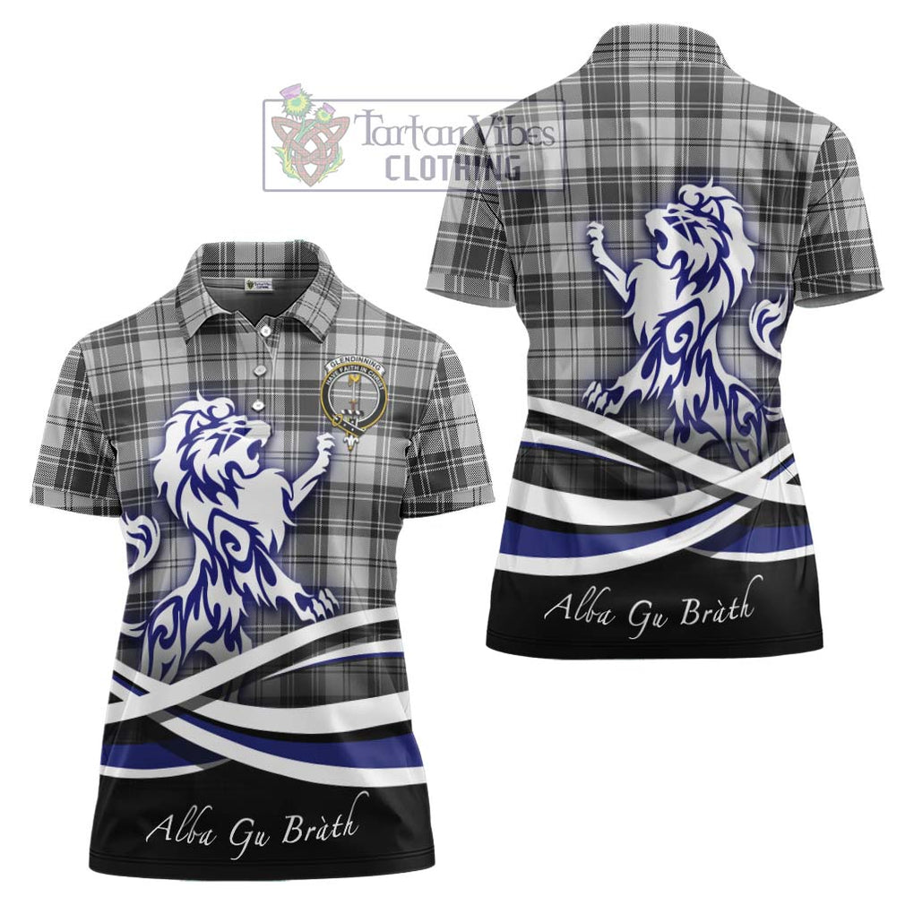 Glendinning Tartan Women's Polo Shirt with Alba Gu Brath Regal Lion Emblem Women - Tartan Vibes Clothing