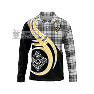 Glendinning Tartan Long Sleeve Polo Shirt with Family Crest and Celtic Symbol Style Unisex - Tartan Vibes Clothing