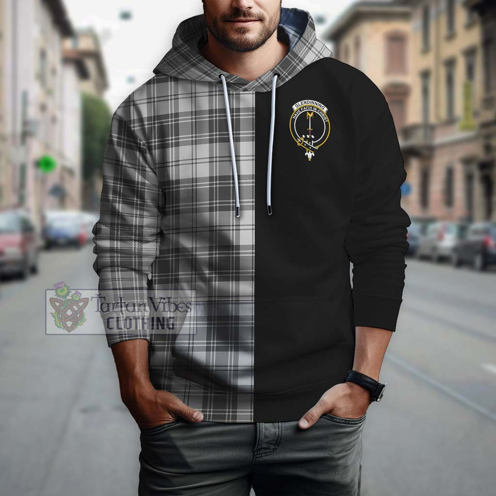 Glendinning Tartan Hoodie with Family Crest and Half Of Me Style Zip Hoodie - Tartanvibesclothing Shop