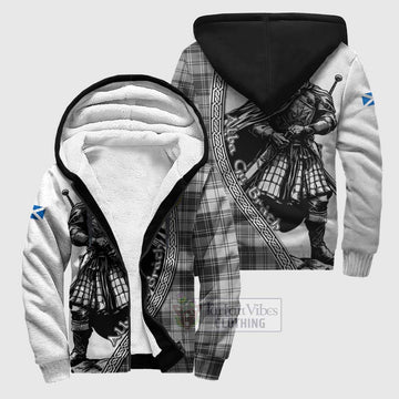 Glendinning Tartan Clan Crest Sherpa Hoodie with Highlander Warrior Celtic Style Unisex S - Tartan Vibes Clothing