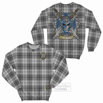 Glendinning Tartan Sweatshirt with Family Crest Celtic Skull Style Unisex - Tartan Vibes Clothing