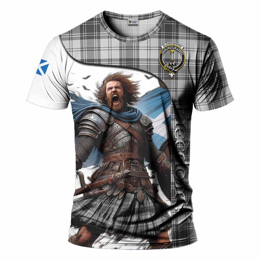 Glendinning Crest Tartan T-Shirt Inspired by the Freedom of Scottish Warrior Kid's Shirt - Tartan Vibes Clothing