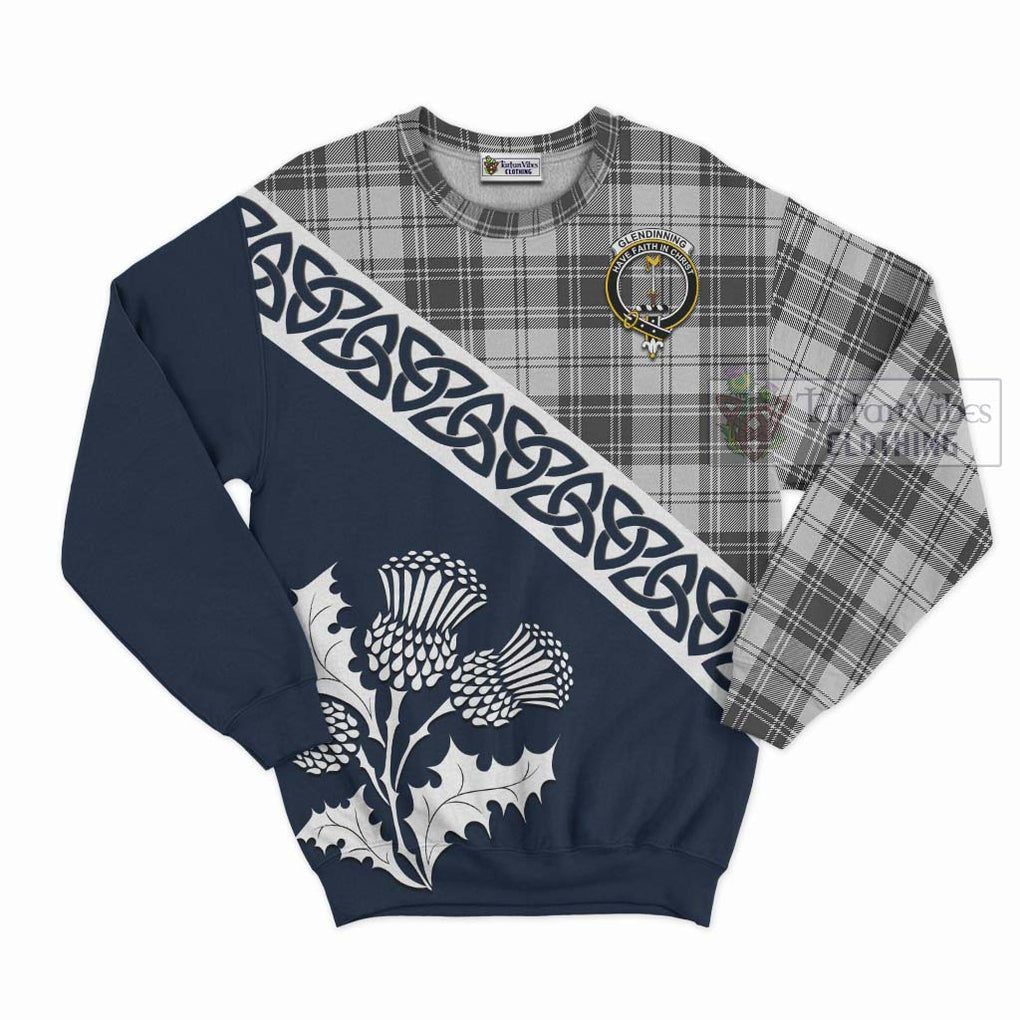 Glendinning Tartan Sweatshirt Featuring Thistle and Scotland Map Unisex - Tartan Vibes Clothing