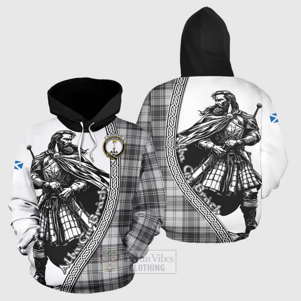 Glendinning Tartan Clan Crest Hoodie with Highlander Warrior Celtic Style Zip Hoodie - Tartan Vibes Clothing