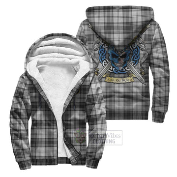 Glendinning Tartan Sherpa Hoodie with Family Crest Celtic Skull Style Unisex S - Tartan Vibes Clothing