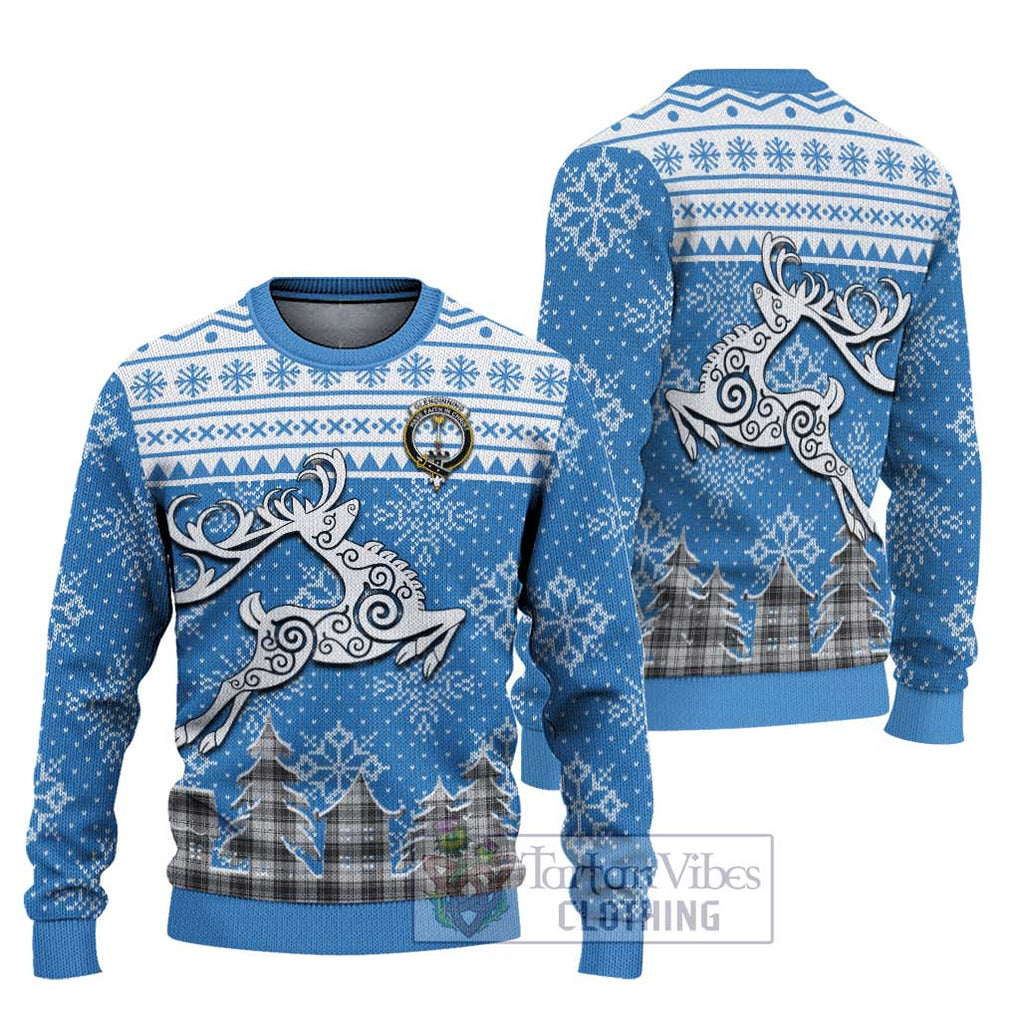 Tartan Vibes Clothing Glendinning Clan Christmas Ugly Sweater with Tartan and Celtic Raindeer Style