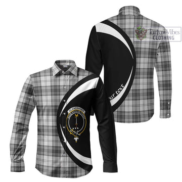 Glendinning Tartan Long Sleeve Button Up with Family Crest Circle Style Men's Shirt S - Tartan Vibes Clothing