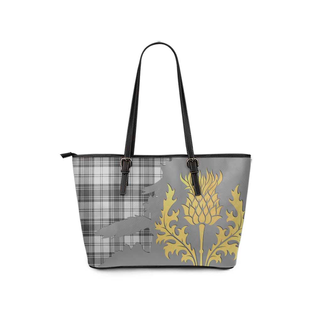 Glendinning Tartan Leather Tote Bag Gold Thistle Style - Tartan Vibes Clothing