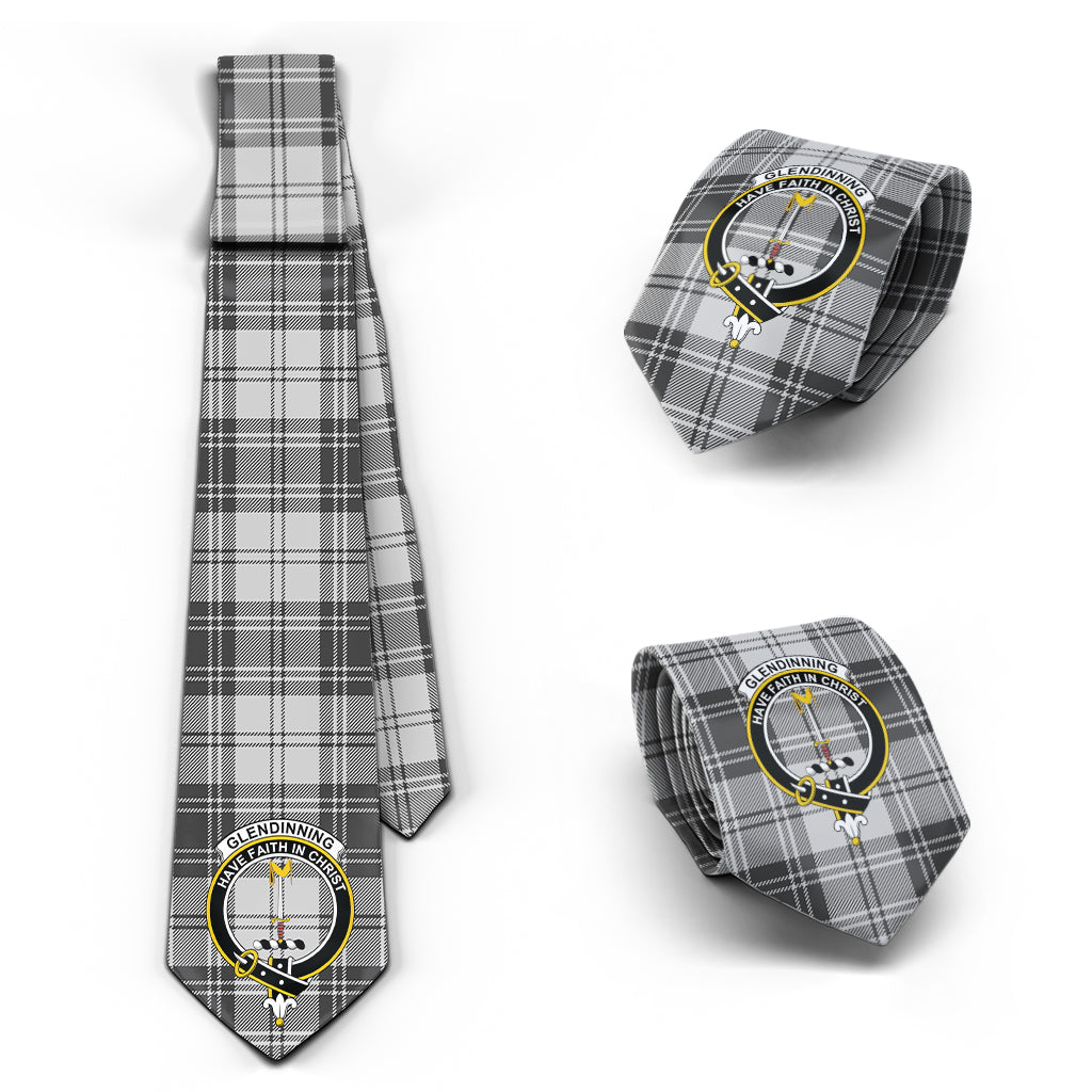 Glendinning Tartan Classic Necktie with Family Crest Necktie One Size - Tartan Vibes Clothing
