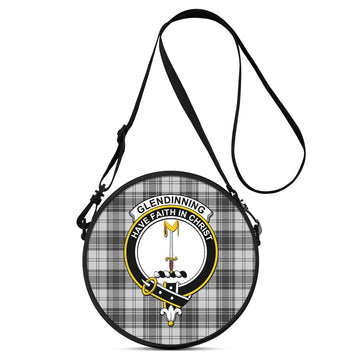 Glendinning Tartan Round Satchel Bags with Family Crest One Size 9*9*2.7 inch - Tartan Vibes Clothing