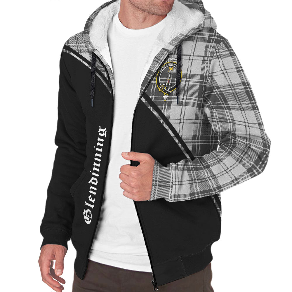 Glendinning Tartan Sherpa Hoodie with Family Crest Curve Style Unisex - Tartan Vibes Clothing