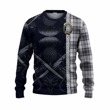 Glendinning Tartan Knitted Sweater with Family Crest Cross Sword Thistle Celtic Vibes Unisex - Tartan Vibes Clothing
