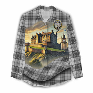 Glendinning Tartan Family Crest Women's Casual Shirt with Scottish Ancient Castle Style Female - Tartan Vibes Clothing