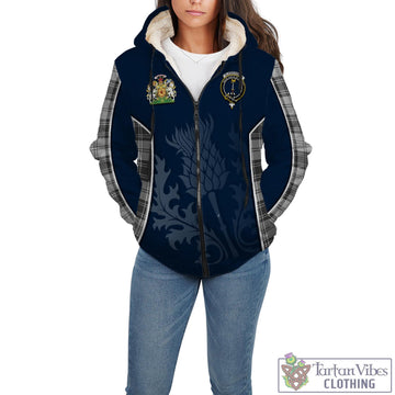 Glendinning Tartan Sherpa Hoodie with Family Crest and Scottish Thistle Vibes Sport Style