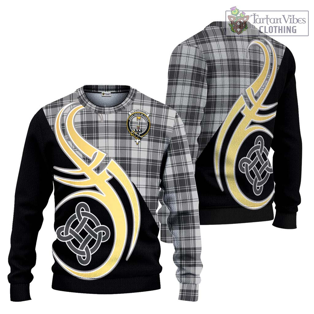 Glendinning Tartan Ugly Sweater with Family Crest and Celtic Symbol Style Unisex - Tartan Vibes Clothing