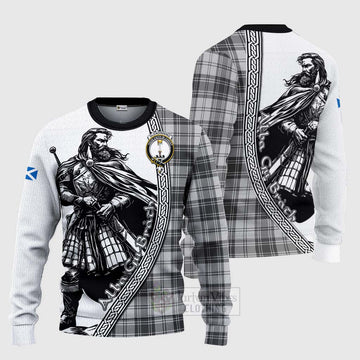 Glendinning Tartan Clan Crest Knitted Sweater with Highlander Warrior Celtic Style Unisex - Tartan Vibes Clothing