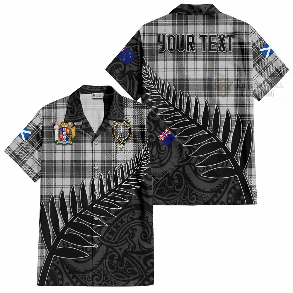 Tartan Vibes Clothing Glendinning Crest Tartan Short Sleeve Button Shirt with New Zealand Silver Fern Half Style