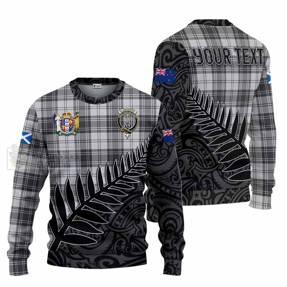 Tartan Vibes Clothing Glendinning Crest Tartan Knitted Sweater with New Zealand Silver Fern Half Style