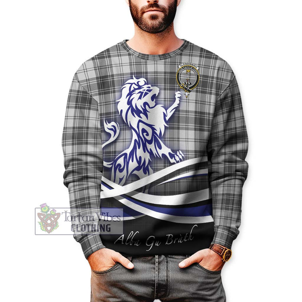 Glendinning Tartan Sweatshirt with Alba Gu Brath Regal Lion Emblem Unisex - Tartan Vibes Clothing