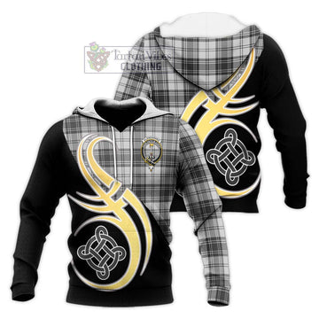 Glendinning Tartan Knitted Hoodie with Family Crest and Celtic Symbol Style Unisex Knitted Pullover Hoodie - Tartan Vibes Clothing