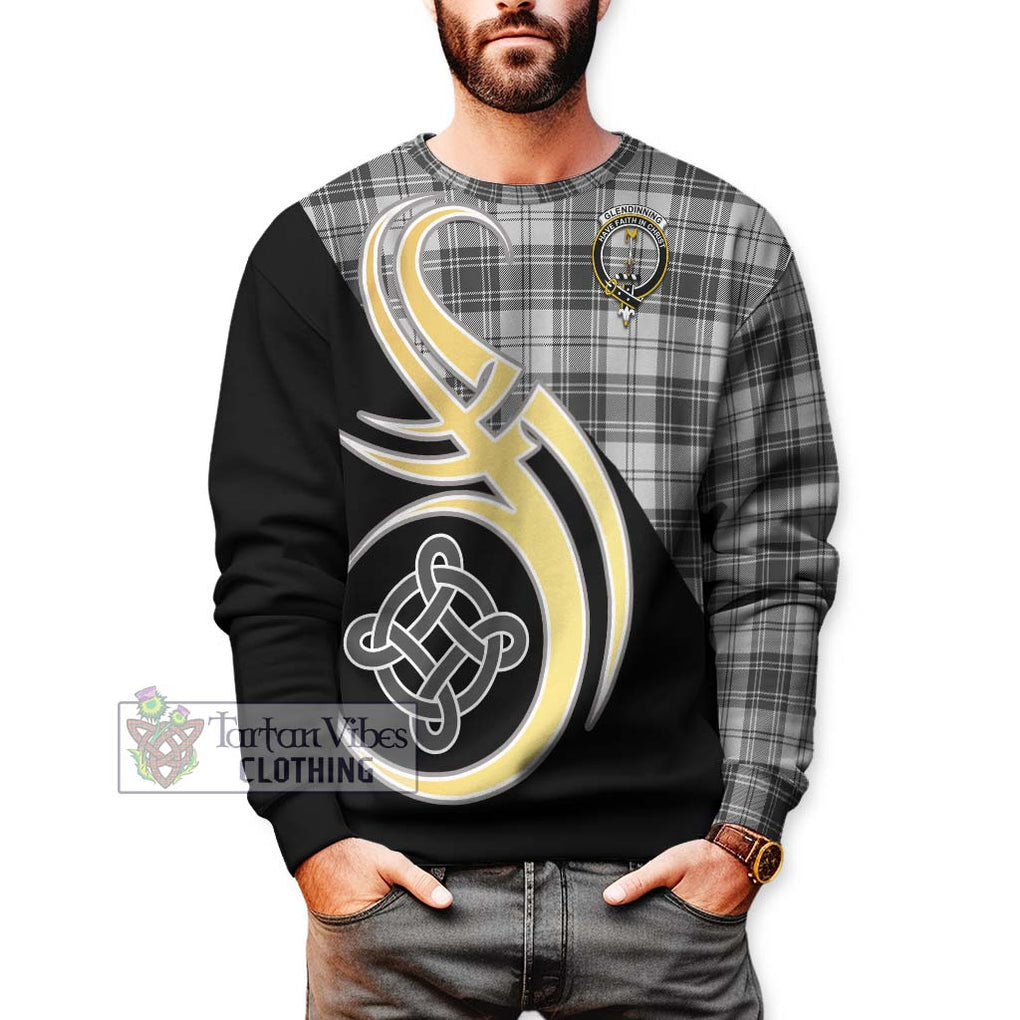 Glendinning Tartan Sweatshirt with Family Crest and Celtic Symbol Style Unisex - Tartan Vibes Clothing