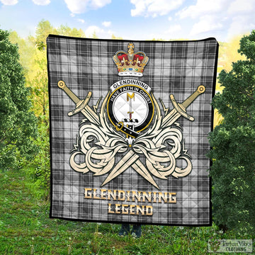 Glendinning Tartan Quilt with Clan Crest and the Golden Sword of Courageous Legacy Super King Quilt 91" x 110" - Tartan Vibes Clothing