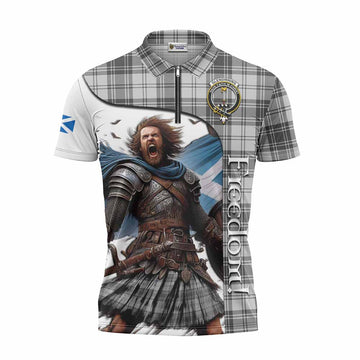 Glendinning Crest Tartan Zipper Polo Shirt Inspired by the Freedom of Scottish Warrior Unisex - Tartan Vibes Clothing