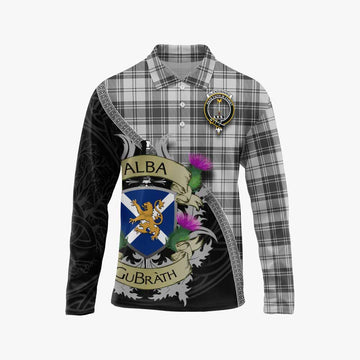 Glendinning Tartan Family Crest Long Sleeve Polo Shirt Lion Rampant Royal Thistle Shield Celtic Inspired Unisex - Tartan Vibes Clothing