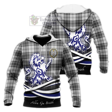 Glendinning Tartan Knitted Hoodie with Alba Gu Brath Regal Lion Emblem Unisex Knitted Pullover Hoodie - Tartan Vibes Clothing