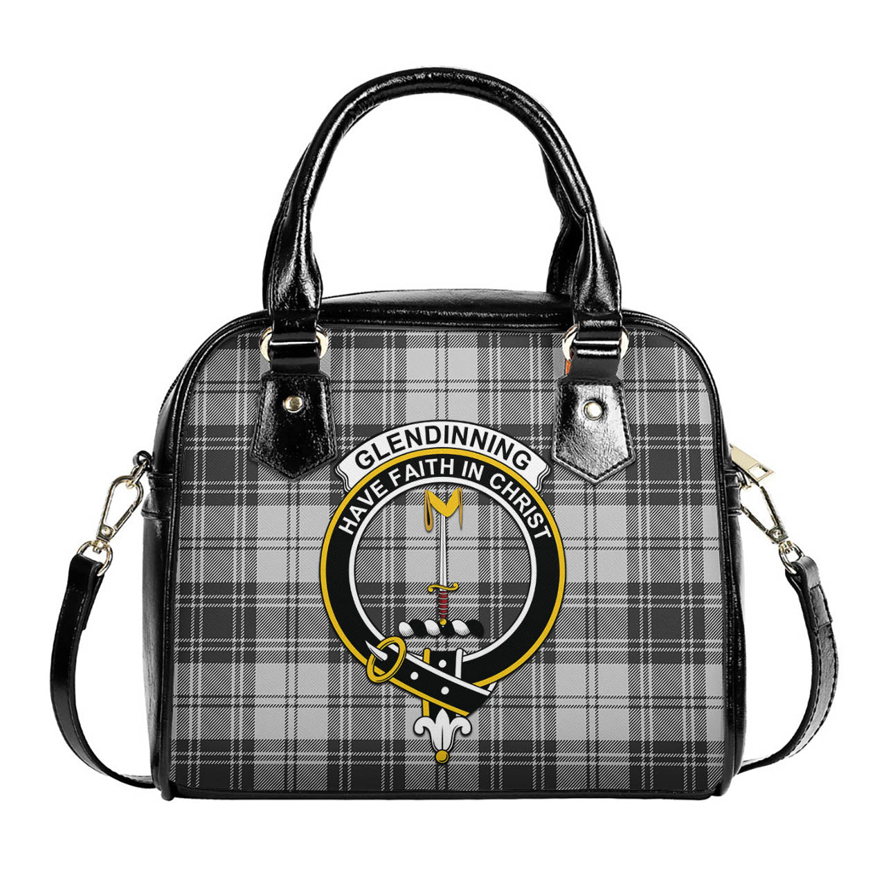 Glendinning Tartan Shoulder Handbags with Family Crest One Size 9*21*24 cm (3.54*8.27*9.45 inches) - Tartan Vibes Clothing