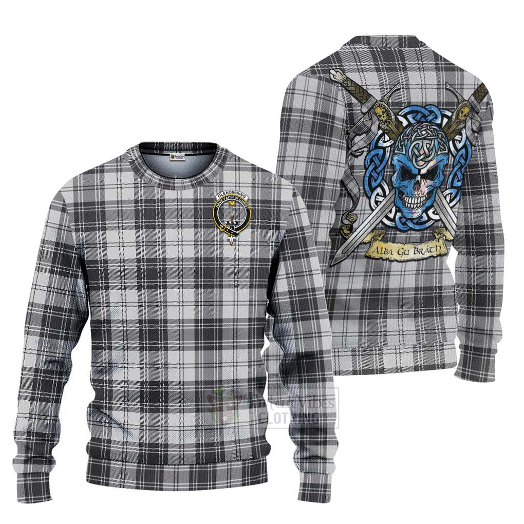 Glendinning Tartan Ugly Sweater with Family Crest Celtic Skull Style Unisex - Tartan Vibes Clothing