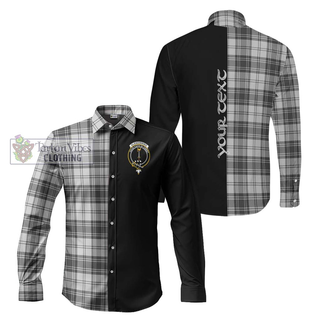 Glendinning Tartan Long Sleeve Button Shirt with Family Crest and Half Of Me Style Men's Shirt S - Tartanvibesclothing Shop
