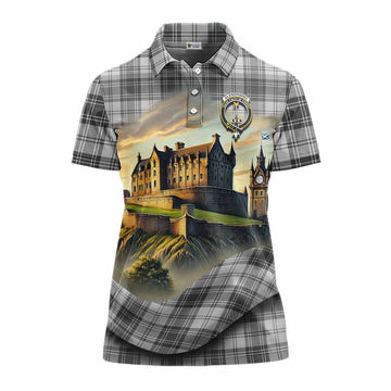Glendinning Tartan Family Crest Women's Polo Shirt with Scottish Ancient Castle Style Women - Tartan Vibes Clothing