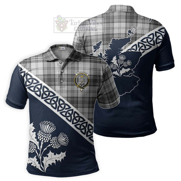 Glendinning Tartan Polo Shirt Featuring Thistle and Scotland Map Kid - Tartanvibesclothing Store