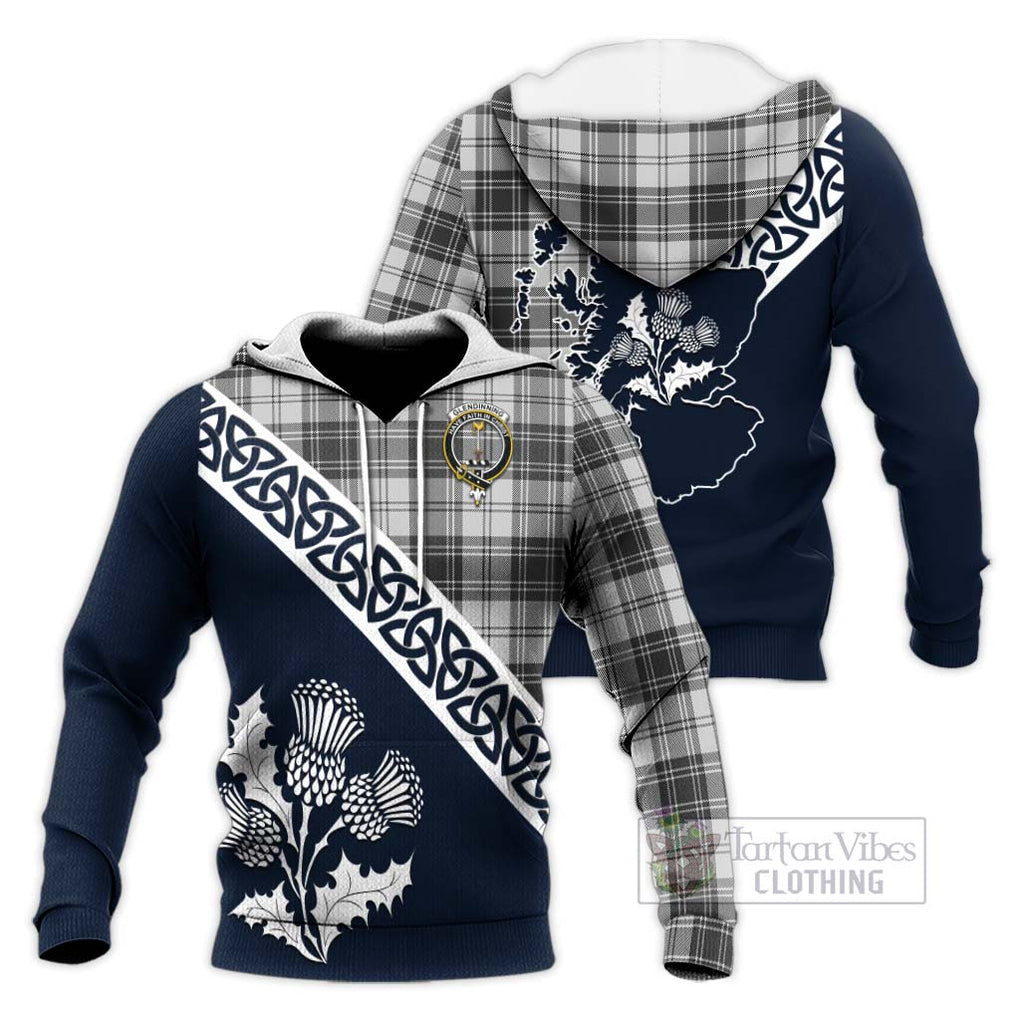 Glendinning Tartan Knitted Hoodie Featuring Thistle and Scotland Map Unisex Knitted Pullover Hoodie - Tartan Vibes Clothing