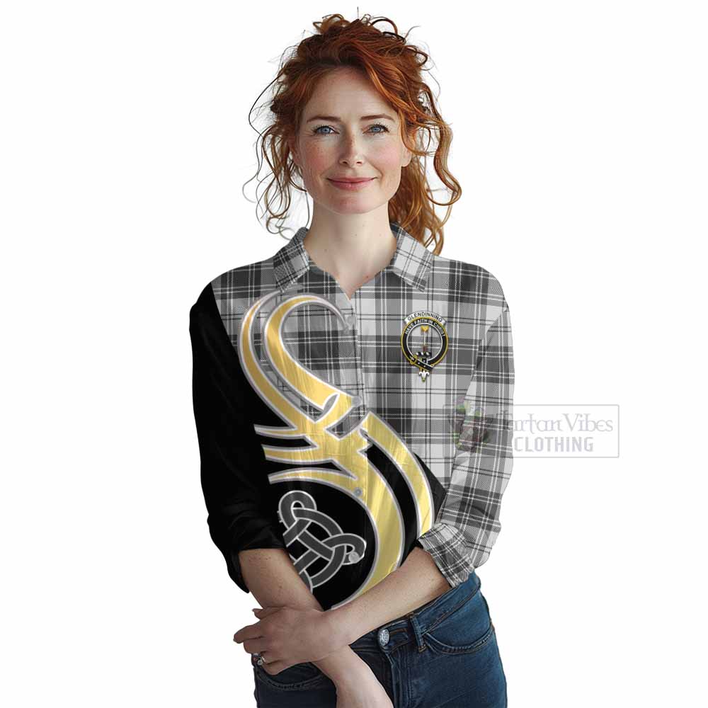 Glendinning Tartan Women's Casual Shirt with Family Crest and Celtic Symbol Style Female - Tartan Vibes Clothing