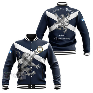 Glendinning Tartan Lion Rampant Baseball Jacket Proudly Display Your Heritage with Alba Gu Brath and Clan Name Unisex - Tartan Vibes Clothing