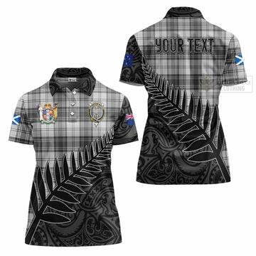 Tartan Vibes Clothing Glendinning Crest Tartan Women's Polo Shirt with New Zealand Silver Fern Half Style