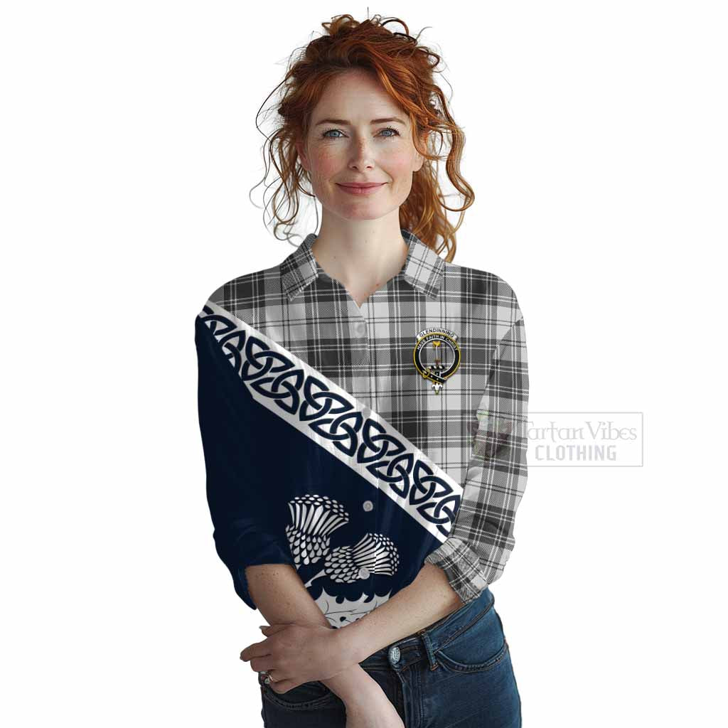 Glendinning Tartan Women's Casual Shirt Featuring Thistle and Scotland Map Female - Tartan Vibes Clothing