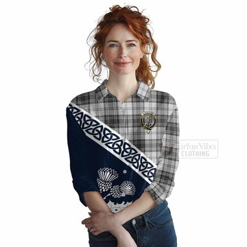 Glendinning Tartan Women's Casual Shirt Featuring Thistle and Scotland Map Female - Tartan Vibes Clothing
