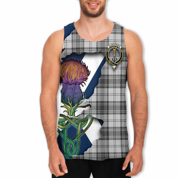 Tartan Vibes Clothing Glendinning Tartan Family Crest Men's Tank Top Scottish Thistle Celtic Inspired