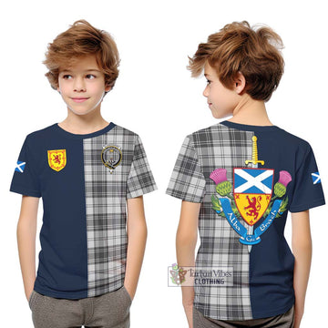Glendinning Tartan Kid T-Shirt Alba with Scottish Lion Royal Arm Half Style Youth XL Size14 - Tartan Vibes Clothing