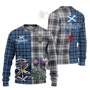 Glendinning Tartan Knitted Sweater Happy St. Andrew's Day Half Tartan Style Unisex - Tartan Vibes Clothing