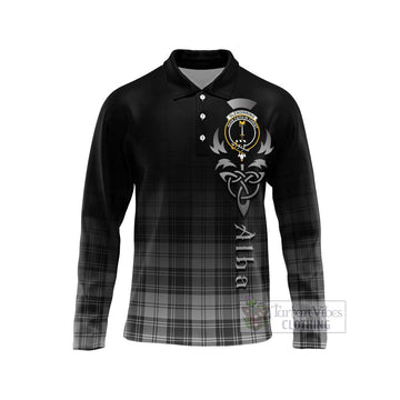 Glendinning Tartan Long Sleeve Polo Shirt Featuring Alba Gu Brath Family Crest Celtic Inspired Unisex - Tartan Vibes Clothing