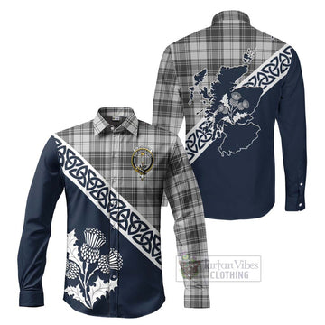 Glendinning Tartan Long Sleeve Button Shirt Featuring Thistle and Scotland Map Men's Shirt S - Tartan Vibes Clothing